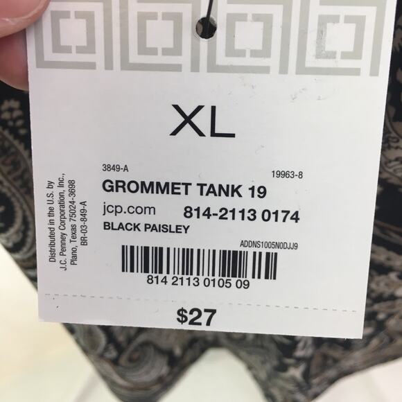 Liz Claiborne Career Grommet Tank Black Paisley XL - Picture 11 of 13